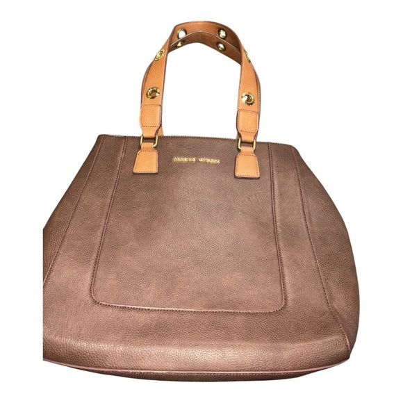 Adrienne Vittadini Tote Handbag Brown pre-loved excellent condition faux leather - Picture 11 of 11